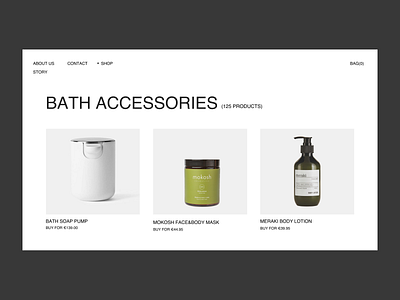 Bath Accessories Issue27 brutalism brutalist e commerce e commerce shop ecommence layout minimal minimaldesign ui ux web webdesign