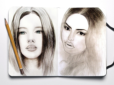 Portraits beauty face girl girls hair lips nose portrait pretty sketch