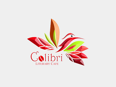 Colibri (Literary Cafe) Logo art bird cafe colibri color colorful illustrator literary logo photoshop text tropic