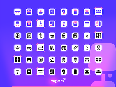 Magicons - Furniture & Appliance icon set graphic design icon icon design icon set iconography illustration ui ux