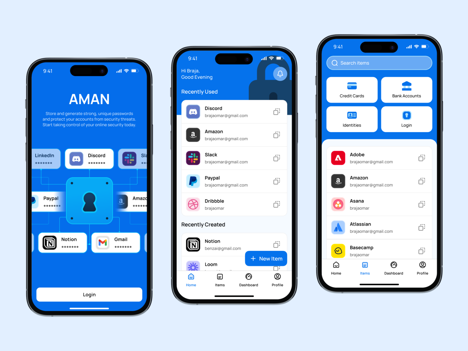 Aman - Password Manager App by Braja Omar Justico on Dribbble