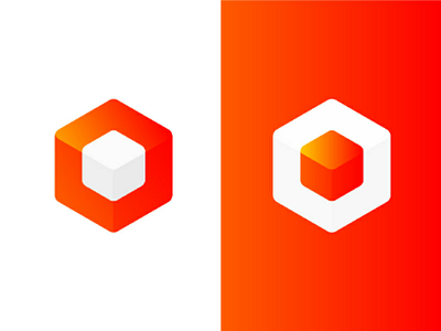 Cube logo cube design gradient identity logo logo design orange