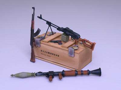 Russian Arms 3d 3d model 3dart ak47 environment gameart gameready guns handpainted illustration lowpoly maya modeling russia russian substancepainter weapons