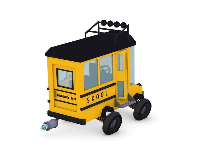 Skool Bus 3d animation 3d model animation bus c4d low poly render vehicle