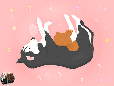 Seven & 9 dog illustration