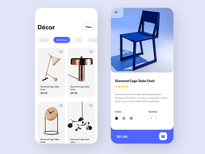 Furniture App e commerce flat furniture interface light ui