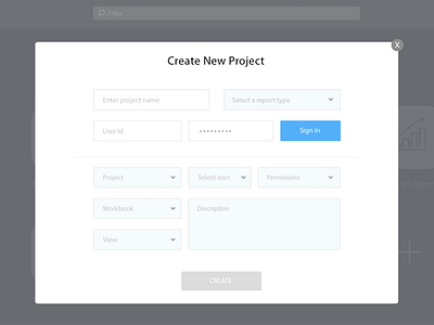 Create a New Project form login project signin