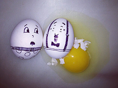 Oops, I just had an egg-cident cracked eggs funny illustration joke pun punny worried yolk