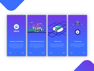 mTruck Customer App Onboarding Screens