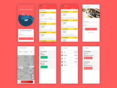 Truck Driver App driver illustration tracking transportation travel uid ux