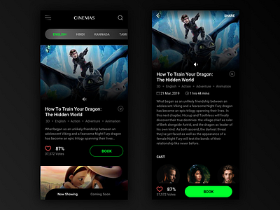 Cinemas app black booking app movie app ui ux
