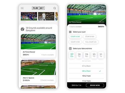 PLAYOFF app booking court design football ui desgin ux design