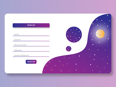 Sign up page in login moon night page sign stars ui up user web