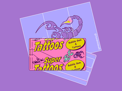 Super Tattoos Gum 90s adobe illustrator art graphics illustration illustrations illustrator line purple vector