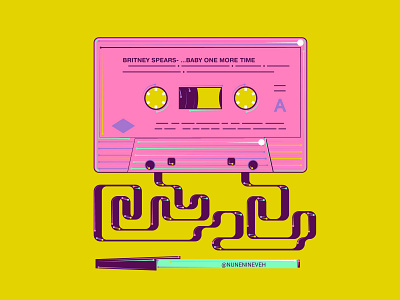 Tape and pen 2d flat art 2d graphics 90s adobe illustrator adobe illustrator cc art artdaily bright casette colorful creative design illustration illustrations illustrator millennials pink tape vector yellow