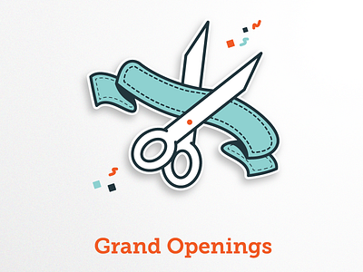 Grand Openings Badge badge celebrate confetti grand icons illustrations openings party ribbon scissors
