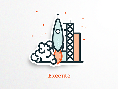 Execute Badge badge execute execution launch rocket space stars