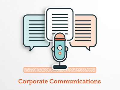 Corporate Communications Badge badge communications corporate message microphone text wood
