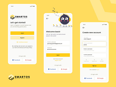 SMARTOS app - Login Sign up app application clean design experience interface login management product project real project sign up uidesign uxui