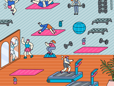 GYM difitalillustration digitalart editorialart excercise gym gymlife peopleillustration workout