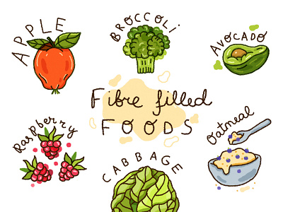 Fibre Filled Foods fibre food health illustration plantbased project vegan vegetables