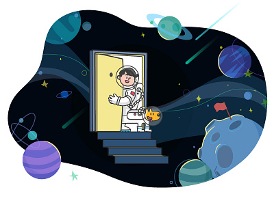 New World! astronaut debut dribbble first shot galaxy hello illustration space