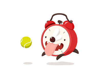 Don't run away! ball clock illustration run tennis vector