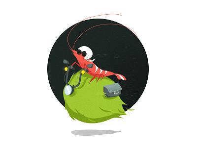 Bee Shrimp rider algae bee shrimp illustration motorcycle rider vector