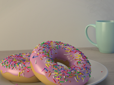 Pink Donut 3d art blender coffee design donut food model render
