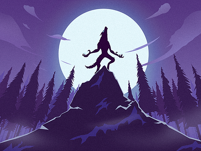 Monsterwolf forest illustration moonlight wolf