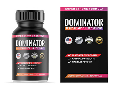 Dominator Supplement 3d box branding design label logo packaging supplement