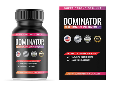 Dominator Supplement 3d box branding design label logo packaging supplement