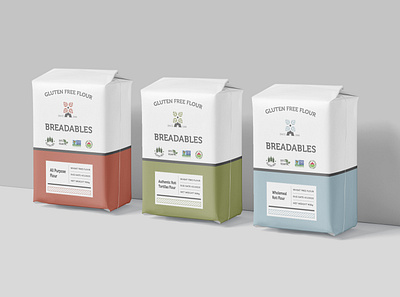 Breadables packaging 3d box branding breadables design flour label logo packaging