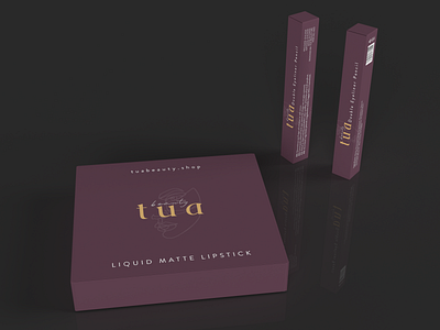 TUA Buauty beauty box branding label lipstick logo packaging