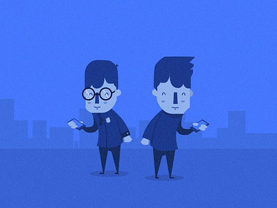 Blue Characters blue characters illustration landing motion people stop