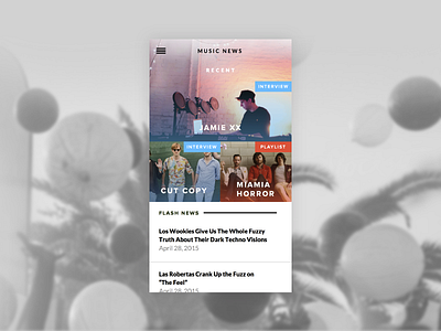 Music News App Concept app colors interface music news ui ux