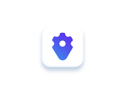 Gear Icon app gear geolocation gradient icon minimal pin