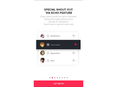 Echo- The Special Shoutout app business design discover echo intro ios listings ui ux