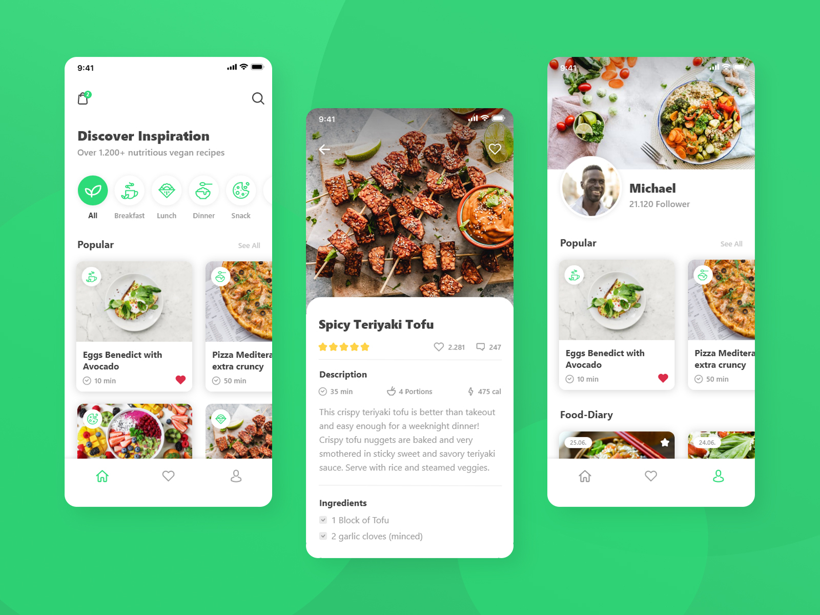 Vegan Recipe UI by Lennert Böhmer on Dribbble