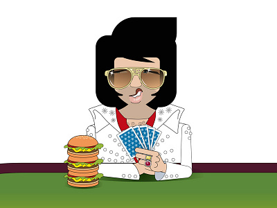 Elvis In Vegas adobe illustrator burger caricature characterdesign illustration portrait presley vector illustration vegas