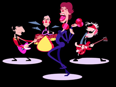 The Rolling Stones cartoon character design guitarist illustration mick jagger music rocknroll vector