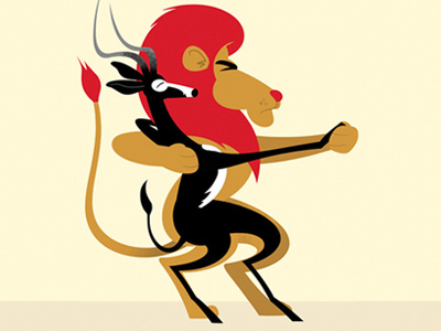 An Unlikely Alliance africa animal antelope cartoon character design dance dancing drawgood illustration lion tango vector