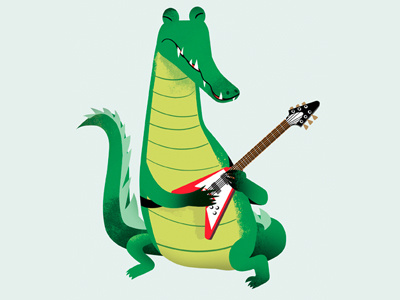 Crocodile Rock aligator animal cartoon character design crocodile drawgood guitar illustration vector