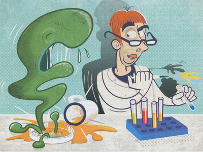 Don't Bristle At Blunders accident cartoon chemicals drawgood editorial experiment illustration nature science scientist