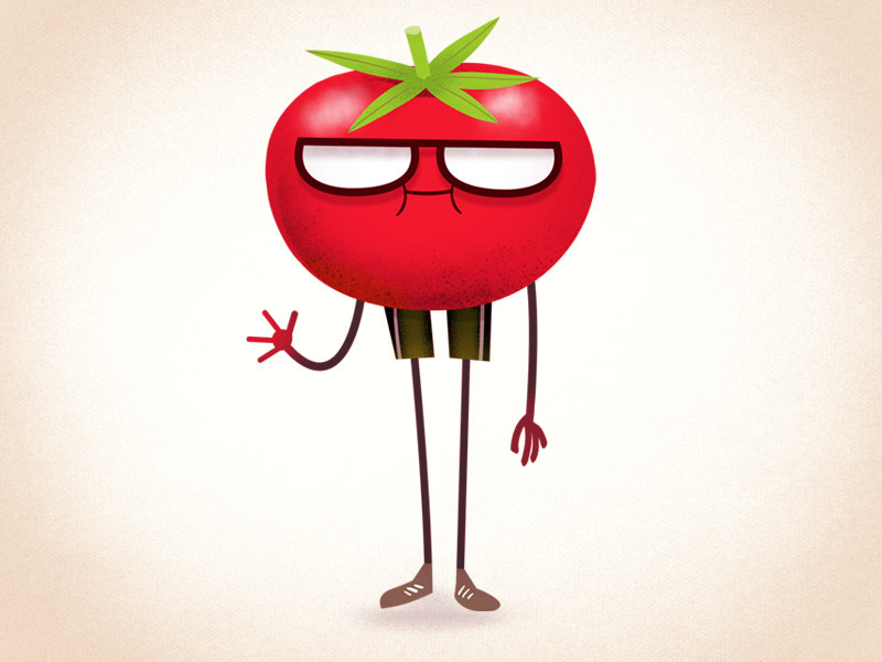 Tommy Tomato anthropomorphic vegetable drawgood design retro funny cartoon character design illustration