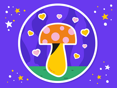 mushroom loving adobe illustrator cartoon digital illustration flat illustrator illustration mushroom purple