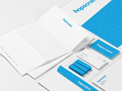 Hopscratch Branding blue branding clean flat logo mockup simple stationary whitespace