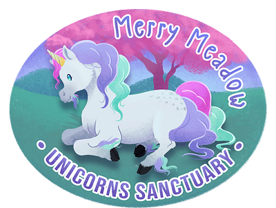 Merry meadow : Unicorns sanctuary fantasy art illustration medibang unicorn