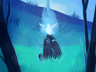 Speed painting blue period blue concept art fairy