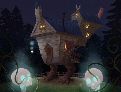 The Little Witchtober 3 background design clip studio paint house illustration